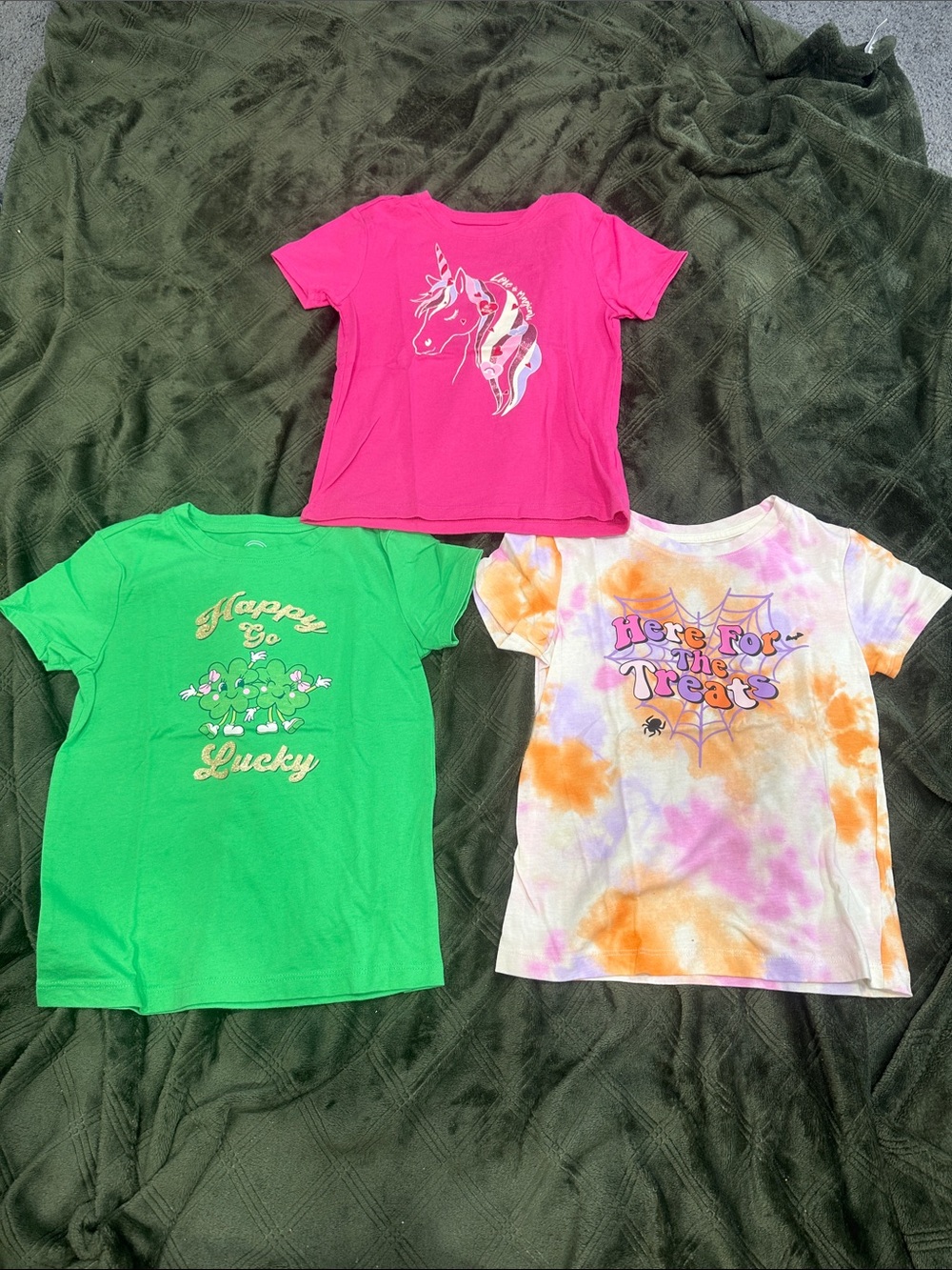 Carter's Girls Short Sleeve Graphic Tees - Pink, Green, Tie-Dye